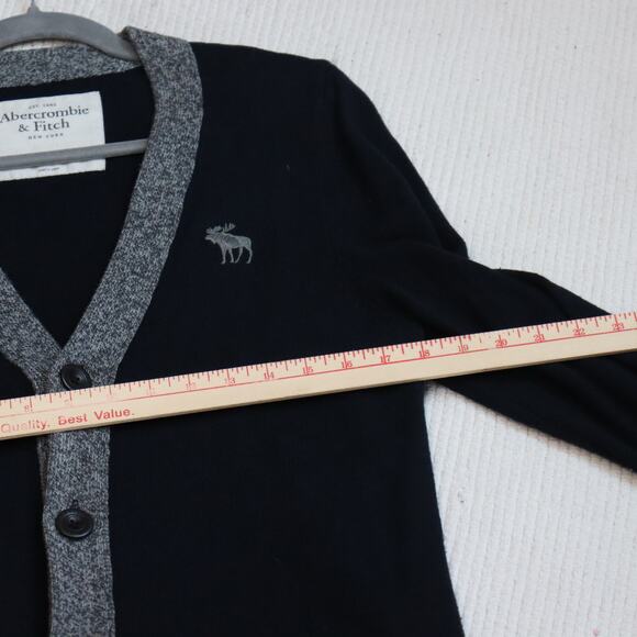 Vintage Abercrombie & Fitch Women’s Cardigan Sweater XL Navy & Gray Button Front - Picture 5 of 7